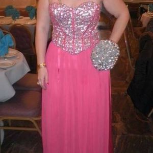 Gorgeous pink beaded evening gown